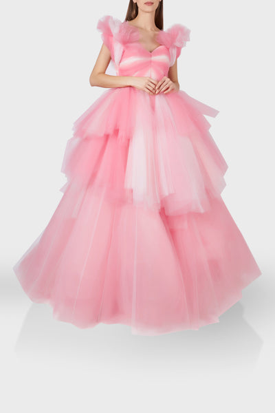 Christian Siriano Tulle Blouse Ball Gown Pink