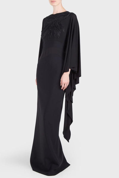 Antonio Berardi Mikayla Embroidered Cape Dress Black