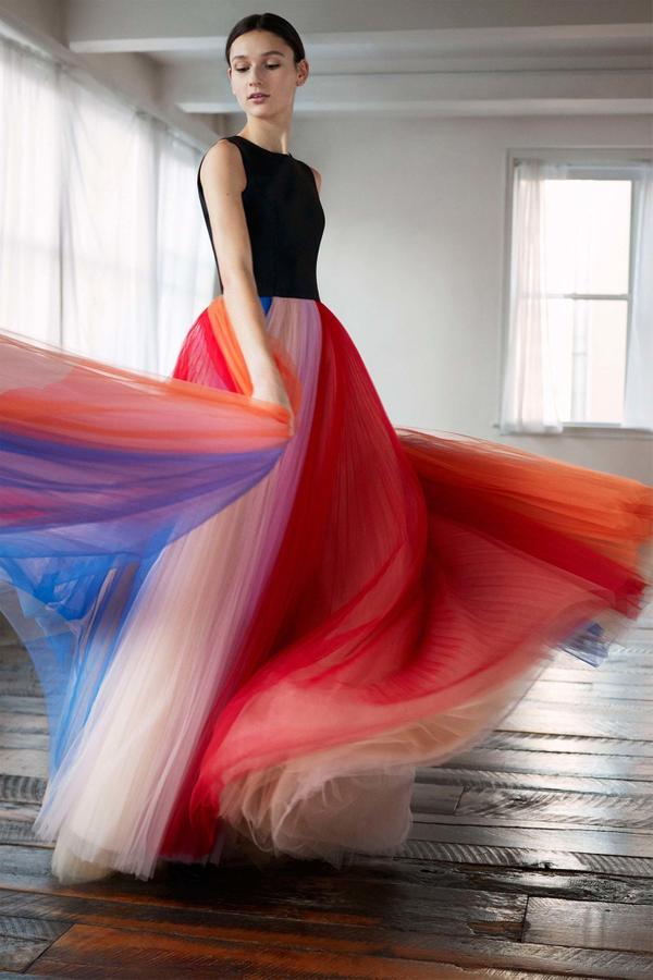 carolina herrera red tulle dress Carolina Herrera Oversized Tulle Ruffle-Neck Mini Dress, Poppy, Women's, 8, Cocktail & Party Wedding Guest Dresses Mini Dresses