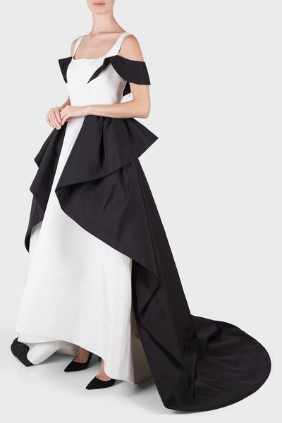 Christian Siriano Two Toned Overlay Gown White