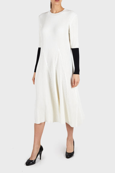White Akira Naka Elly Color-Block Knit Dress