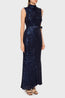 Sleeveless Drape Neck Sequins Gown