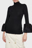 Turtleneck Blouse with Bell Cuffs