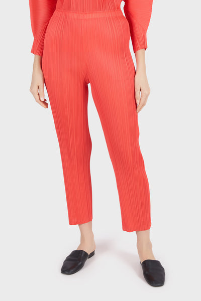 Pleats Please Red Monthly Colors Straight Leg Pants - January