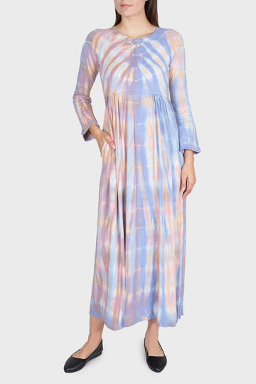 raquel allegra silk dress Voda Dress in Moss Indigo Silk Jacquard | Raquel Allegra