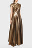 Cap Sleeve Lame Gown with Circle Skirt