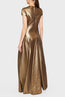 Cap Sleeve Lame Gown with Circle Skirt