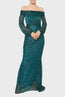 Off-Shoulder Metallic Voile Dress