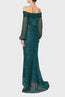 Off-Shoulder Metallic Voile Dress