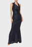 Halter Neck Midnight Pleated Dress
