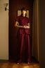 Sid Neigum Short Sleeve Peplum Top Burgundy