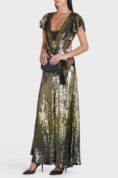Temperley London Ruth Sequin Gown Gold