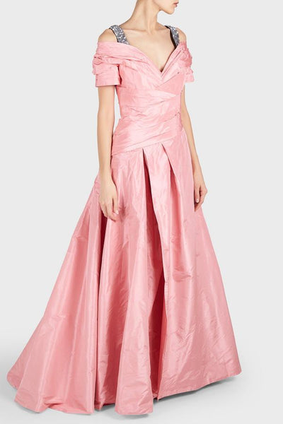 Carolina Herrera Sequin Embellished Straps Gown Pink